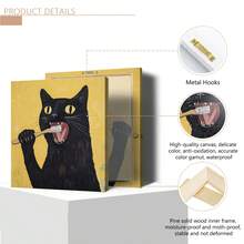 1幅迷人的黑猫墙画，无框乡村农舍黑猫梳理毛发墙画 - 独特的节日礼物，适合家居、咖啡馆、浴室装饰、海报、墙画、房间装饰、墙面装饰、装饰画。 - 彩色 - 查看 8