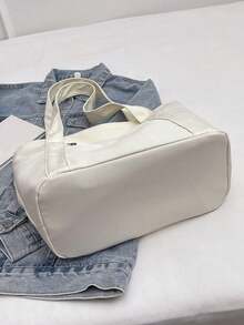 Vintage Solid Color Tote Bag For Women, Fashion Multiple Pockets Hobo Shoulder Bag, Large Capacity Top Handle Vacation Travel Underarm Storage Bag, Casual Handbag Commuting & Going Out, Portable Square Shopping Messenger Bags For Daily Use, Literary School Bag & Book Bag For Women Or Students, Perfect For Books, Shopping, Back To School And More - 彩色 - 查看 9