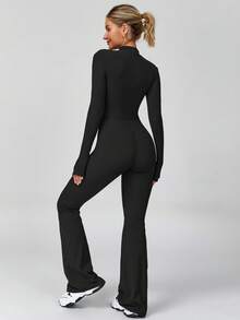 MASKERT 女士运动服 瑜伽服 连体裤 跑步运动 健身服 连体衣 健身服 高弹力瑜伽服 居家休闲 舒适亲肤塑身连体衣 - 黑色 - 查看 2