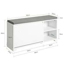 SoBuy FSR119-W, Hallway Shoe Bench Shoe Rack Shoe Cabinet With Seat Cushion And Flip-Drawer - 白色 - 查看 2