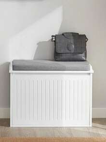 SoBuy Hallway Shoe Bench Shoe Rack Shoe Cabinet With Seat Cushion And Flip-Drawer Black W62 X D26 X H46cm FSR98-SCH - White - View 3