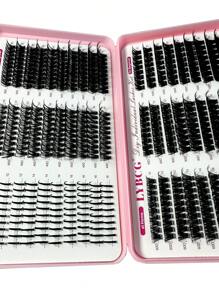 570片装睫毛嫁接套装，俄式睫毛嫁接套装，尖头单根睫毛，3D蓬松睫毛，D卷翘睫毛簇，10-18mm DIY睫毛嫁接，6种款式睫毛簇，尖头单根睫毛，多种自然妆效，尖头/40D/60D/80D/100D可重复使用单段假睫毛，轻盈柔软，DIY睫毛嫁接睫毛簇，睫毛簇，单根睫毛，睫毛，假睫毛