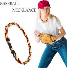 6 collares de béisbol de 18 pulgadas, 3 cuerdas trenzadas, collar de tornado, collar deportivo, collares de béisbol de titanio para fanáticos del deporte - Estilo y - Ver 3