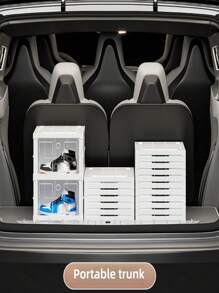 1个可堆叠折叠带门鞋盒 - 防尘塑料运动鞋收纳盒，节省空间，适用于玄关、卧室、家庭和宿舍 - 彩色 - 查看 6