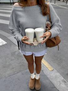 Women's Crew Neck Knit Long Sleeve Pullover Sweater, Back To School, Autumn/Winter