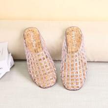 DangDing Damen Cut Out atmungsaktive Vogelnest Kristall Jelly Schuhe, Damen weiche Strandschuhe Flache Schuhe, Plastik Slip-On geschlossene Zehe Sandalen