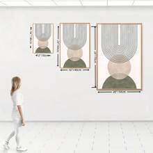 [Pintura de lienzo moderna] Juego de 3 piezas de pintura de lienzo con marco opcional, adecuado para decoración del hogar y la oficina - Pósteres con marco de madera, arte moderno medieval abstracto, pósteres geométricos y de hojas, café, sala de estar, bar, decoración de pared del hogar y dormitorio