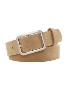 Versatile Retro Matte Square Buckle Belt, Suitable For Jeans, Skirts, All Seasons Summer, School Fall, Autumn, Halloween