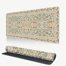 超大 XXL 花卉图案桌面垫 - 防滑键盘鼠标垫，缝边设计，防溅表面，加厚底座，适用于游戏、办公和家庭办公桌 - 大型电脑桌垫（35.4x15.7 英寸），结构稳固，装饰性办公用品，工作空间配件，专为办公专业人士打造，游戏鼠标垫，办公桌配件，鼠标垫，桌面鼠标垫 - 彩色 - 查看 2