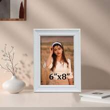 1 pieza/4 piezas Marco de fotos decorativo retro blanco europeo, decoración de pared, muestra fotos de 3.5x5", 4x6", 5x7", 6x8", 8x10", horizontal o vertical para mesa o pared, adecuado para dormitorio, sala de estar, regalo ideal para Halloween, Navidad, Año Nuevo (se incluye papel fotográfico al azar)