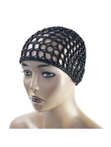 4个装发网，睡眠发网，头套，包头帽，长直卷假发帽，黑色网眼，包头，钩编，波浪卷，厨师帽，发髻，提拉带，针织，缝制，适合女性，芭蕾舞睡帽，睡眠帽 - 彩色 - 查看 3