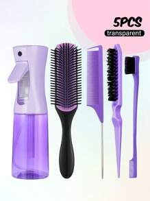 3/4/5/6/7/11pcs Hair Combs Set For Women And Men, Comb Set For Teasing, Edge & Back Brushing,Nine-Row Comb, Spray Bottle For Detangling Brush, Scalp Massager Shampoo Brush,Premium Wide Tooth Comb,Flower Hair Clip,Brush Set For Hair Styling