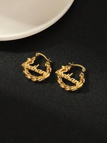 Customized Name 18mm Mini Earrings |, Customized Name 18mm Mini Earrings | Personalized Name Customized 22mm Small Earrings | Delicate Customized Stud Earrings | Customized Engraved Name Earrings - Letter Earrings - View 8