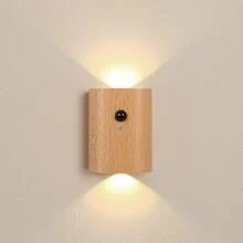 1 件磁性传感器壁灯，LED 粘贴式，无需钻孔，木质楼梯小夜灯适用于楼梯、阁楼、浴室、走廊、地下室、车库