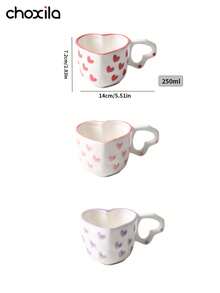 choxila 1个心形马克杯/咖啡杯，节日礼物，纪念品，适合下午茶、客厅、卧室和家庭聚会 - 愛心咖啡杯 - 查看 8