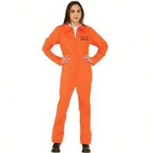 1pc Adult Men's Orange Prisoner Costume, New Crossborder European And American Male Convict Outfit ,Halloween Costume - Orange - View 3