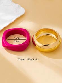 2pcs Exaggerated Vintage Style Gold Tone Bangle Bracelets For Women, Suitable For Party, Date, Holiday Occasions, Gift Accessories