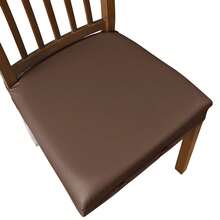 Fundas elásticas para asientos de sillas de comedor, suaves, impermeables, sólidas, para decoración del hogar - caqui oscuro - Ver 6