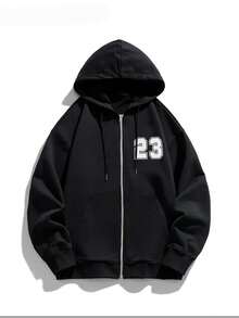 Customized Women's Zip-Up Hoodie/Any Text Can Be Customized - Customize Your And Their Text/Your Pet's Name/Lover's Name/Text/Work Uniform Design/Dance Troupe Logo/Couple/Parent-Child/Best Friend/Beloved Child/Boyfriend Or Girlfriend, Winter Long Sleeve Sweatshirt/Couple/Parent-Child Set/Thanksgiving/520, No Restrictions, Welcome To Customize - Black - View 2