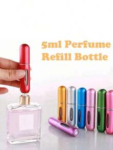 6PCS 5ml Refillable Perfume Atomizer Spray Bottles – Perfume Bottle Portable Fragrance Mist Container For Travel, Gift & Home Use – Shiny Pink