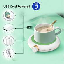 5-Inch USB-Powered Electric Coffee Mug Warmer/Constant Temperature Cup Heating Pad - Keeps Drinks Hot At 55°C, Cup Warmer With Magnetic Rotary Automatic Mixing , Perfect For Coffee, Tea, Water, And Hot Chocolate - Halloween Gifts For Women