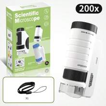 Mikroskop przenośny dla dzieci, zabawka do eksperymentów naukowych na świeżym powietrzu, odpowiedni dla uczniów szkół podstawowych i średnich, ręczny mikroskop do próbek i badań chemicznych, prezent urodzinowy/święta/Halloween/Boże Narodzenie dla chłopców i dziewcząt, wielokrotnego użytku
