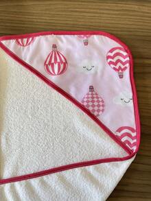 Hooded Polyester Baby Bath Towel Without Lining - Pink Balloon - View 2