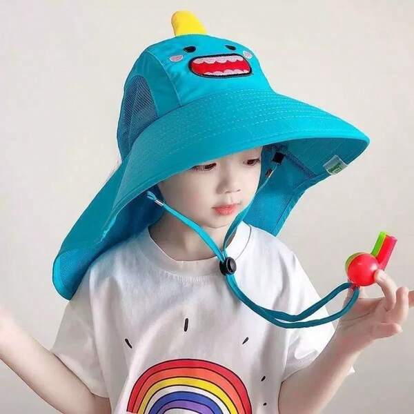 Chapéu Bucket Infantil Chapéu Infantil Proteção Solar Viseira De Praia Com Abas Grandes 3 A 8 Anos Proteção Solar UV50+