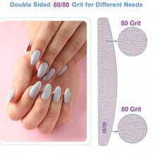 80/80 Grit Nail Files (10 Pack), Emery Boards For Acrylic Nails And Gel Nails, Coarse Nail File Double Sided 80 Grits Emory Professional Nail Filers Reusable Washable Manicure Curved Gray-76818 - 100片80/80粗砂弧形灰色 - 查看 3