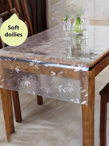 1mm厚PVC花紋半透明桌墊，簡約風格家具表面保護水晶墊，PVC材質適用於咖啡桌、床邊櫃、餐桌、電腦桌、辦公桌等各種家具面保護，軟玻璃桌布，日常生活必需品，全年使用 - 波斯菊花紋 - 查看 11
