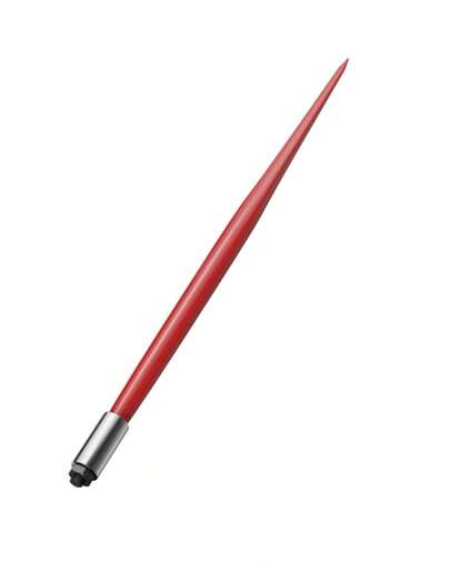 49" Hay Spear, 4500lbs Capacity Quick Attach Square Bale Spears, Red Powder Coated Hay Bale Spike With Hex Nut & Sleeve, For Buckets Tractors Loaders