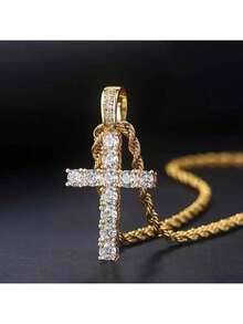 Dây chuyền xoắn Huitan 60cm, mặt dây chuyền hình thánh giá đính đá Cubic Zirconia thời trang unisex, quà tặng cho người yêu. - Nhiều màu - Xem 4