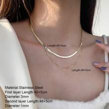 1 件不锈钢镀金女士项链 - 金色 - 查看 14