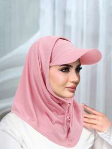 女士户外带帽檐头巾，阿拉伯纯色经典休闲百搭棒球帽，适合夏季和秋季，防紫外线睡眠帽 - 彩色 - 查看 9