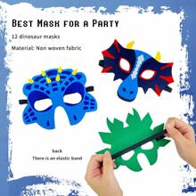 12 Stücke Dinosaurier Masken Party Geschenke für Tyrannosaurus Rex, Stegosaurus, Pterodaktylus, Triceratops, Einhorn Drachen Augen Masken Requisiten, Halloween Party Kostüme, Masken
