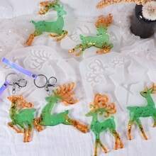 Multi Form Christmas Elk Silicone Mold DIY Aromatherapy Gypsum Cement Mold Christmas Elements Design Keychain Jewelry Hanging Resin Casting Mold Crystal Drip Glue Mold Plaster Crafts Mold Home Festival Christmas Tree Decoration