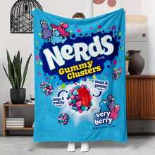 Casual  Soft & Comfortable Cartoon Candy Flannel Blanket - Perfect Gift For Family And Friends, Suitable For Napping, Sofa, Camping And Travel - All Seasons, Low Allergy Blanket, Throw Blanket, Autumn Blanket, Fleece, Blanket And Leisure Blanket, Fluf - 彩色 - 查看 1