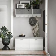 SoBuy FSR147-W, Hallway Shoe Bench Shoe Rack Shoe Cabinet With 2 Flip-Drawers And Seat Cushion