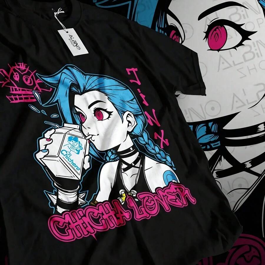 Jinx Arne T-Shirt Anese Anime Rtoon Jinx T-Shirt0 - Black 7 - View 1