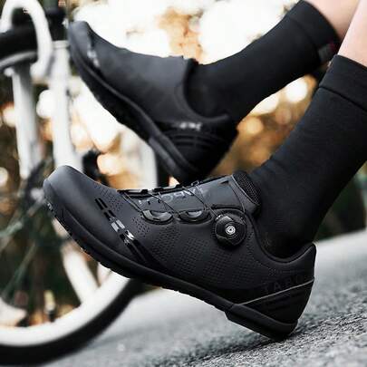 Men's Professional Cycling Shoes, Rubber Outsole Bicycle Shoes, Comfortable Lining, Durable Upper, Fashionable Design, Suitable For Outdoor Cycling