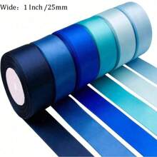 150 Meter 6 Pack grünes Satinband in verschiedenen Uni-Farben für Basteleien, Weihnachten, Geschenkverpackung, Hochzeit, Blumensträuße, Einladungen, Haarschleifen