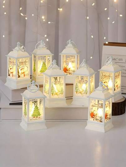 Lanterne natalizie mini - Vecchio uomo retrò, lampada da tavolo pupazzo di neve - Progettata con motivi di Babbo Natale, renne, albero di Natale e pupazzo di neve per decorazioni per la casa, all'aperto e al chiuso, feste di Natale, decorazioni per un mondo invernale, migliori regali di compleanno