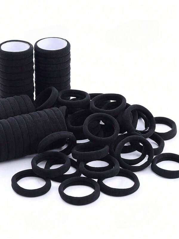 200pcs/10pcs Women's All-Match Black High Elasticity Non-Damaging Hair Ties, Fashion Versatile High-End Elegant Minimalist Hair Ties, Suitable For Daily Outing, Casual, Party, Commute, Vacation, Face Washing, Bathing, Makeup, Hairstyling, Accessory Matching, Ponytail Holders, Hair Elastics, Hair Rubber Bands, Scrunchies, Hair Rope, Elastic Hair Tie