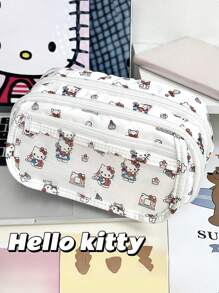 Sanrio 1个装Hello Kitty印花铅笔盒小学生大容量文具袋可爱多层小猫铅笔盒儿童透明文具收纳盒 - 彩色 - 查看 1
