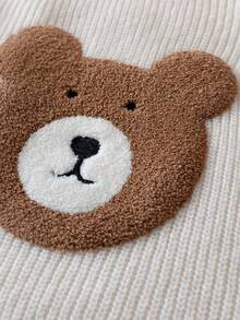 Suéter de punto con bordado de oso lindo para niñas, adecuado para uso casual en primavera, otoño e invierno