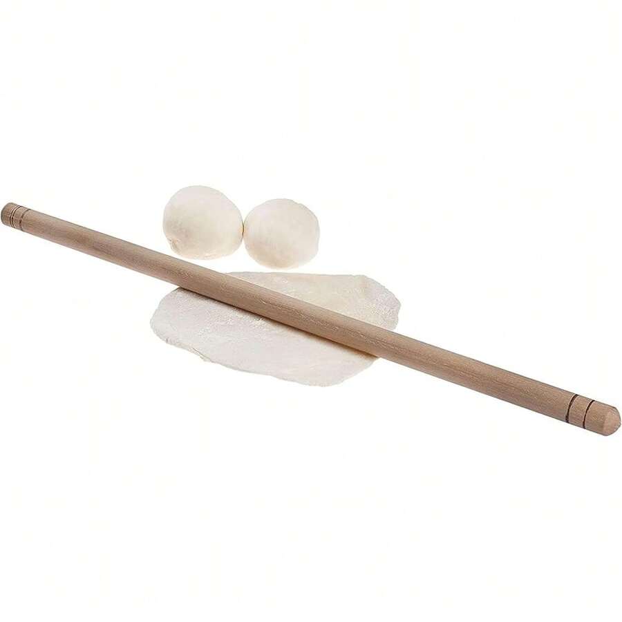 QUANTITY 19.7 Inch Turkish Oklava – Classic Wooden Rolling Pin For Dough, Pastry, Pizza, Pie, Cookie – Long Non-Stick Stick For Baking, Pasta Making, Bread Rolling, Kitchen Tool Essentials-543999 - 彩色 - 查看 1