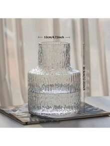 1pc Vintage Textured Glass Vase - Wide Mouth Flower Bouquet Container & Hydroponic Plant Display - Transparent Table Centerpiece For Home/Wedding Decor - Farmhouse Dining Accent, Boho Chic Shelf Styling, Rustic Wedding Reception Essential, Minimalist Living Room Decor, Water Culture Planter Home Decor Flower Vase - dày lên - Xem 3