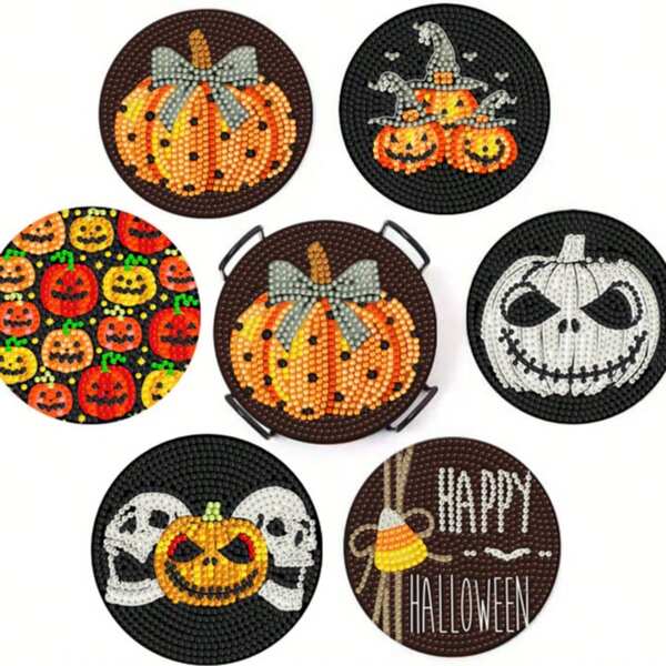DIY Diamond Painting Crystal Diamond Handmade Halloween Coaster