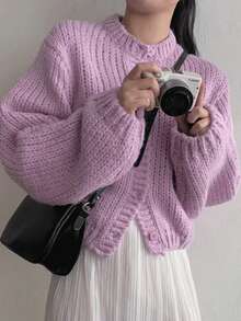 Chaqueta de punto de estilo perezoso y suave de atmósfera de ocio de otoño e invierno EAVA