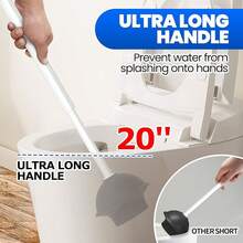 4-Piece Toilet Brush And Plunger Set, Extended Handle Plunger,Toilet Bowl Brush Plunger Set,Bathroom Cleaning Tools,Cleaning Brush,Cleaning Supplies,Toilet Brush Plunger Combo,Black(20inch) - Dark Grey - View 2